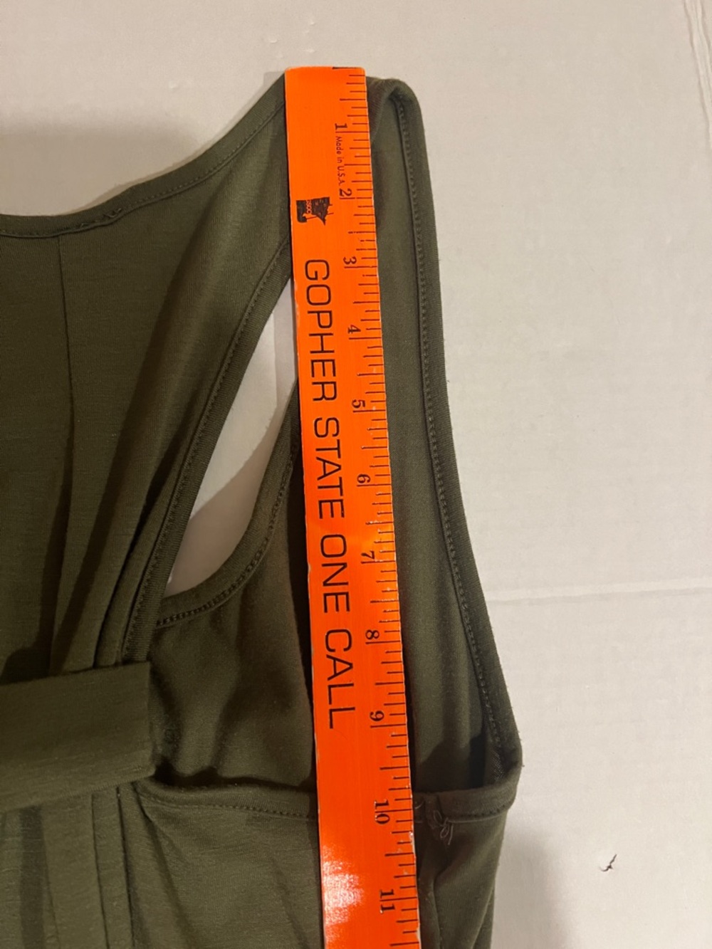 Vintage Olive Green Form Fitting Stretch Racerback Maxi Dress Camo Star Patch M - Picture 13 of 13